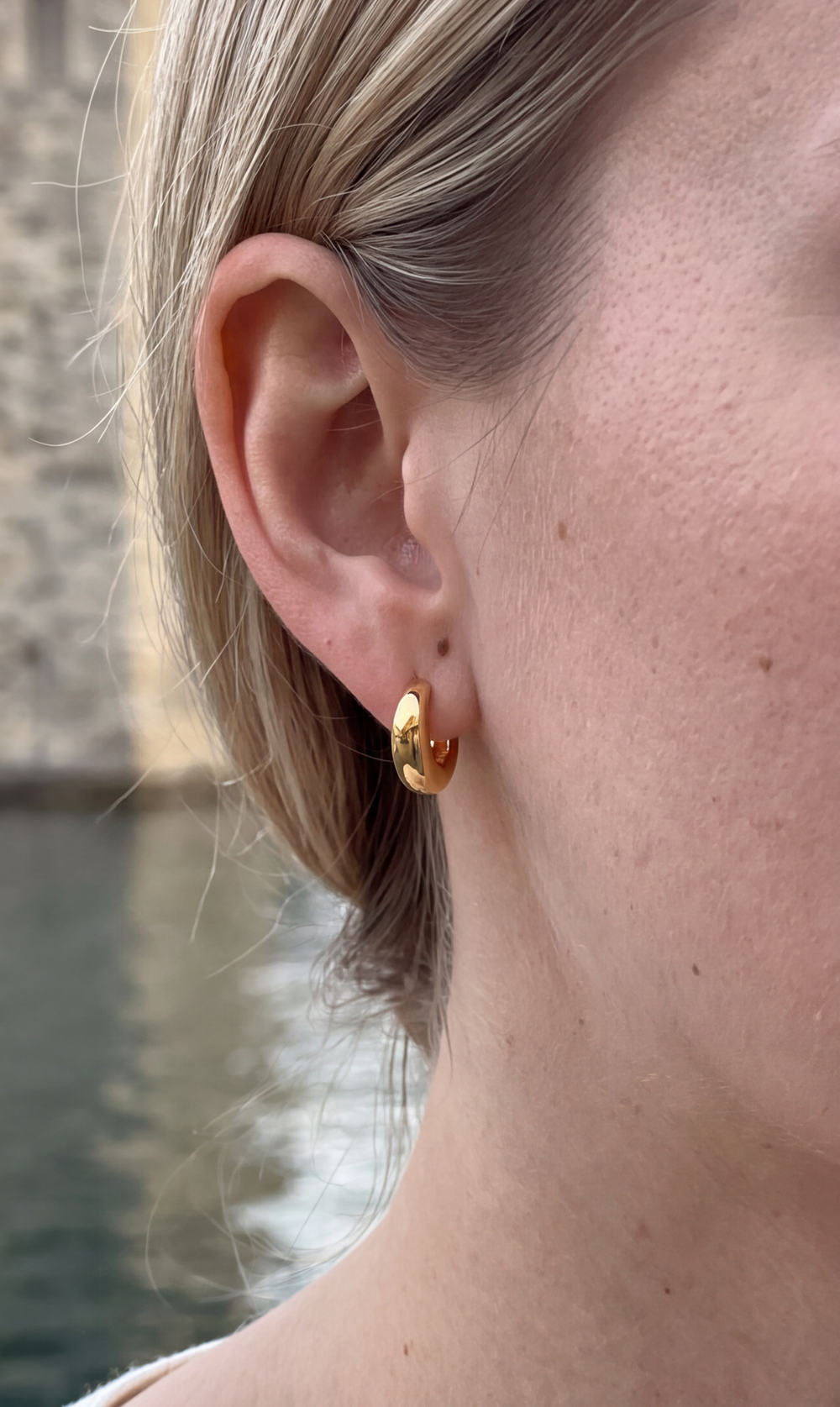 Mini Luna Huggie Hoops customer photo