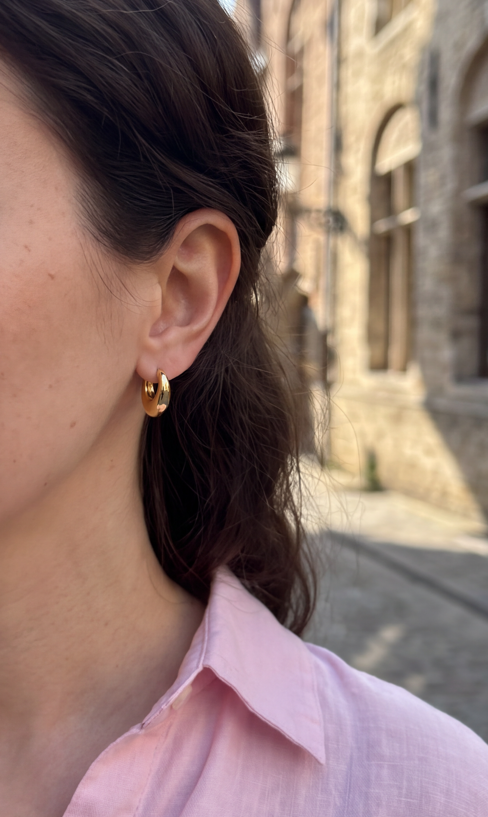 Mini Luna Huggie Hoops customer photo
