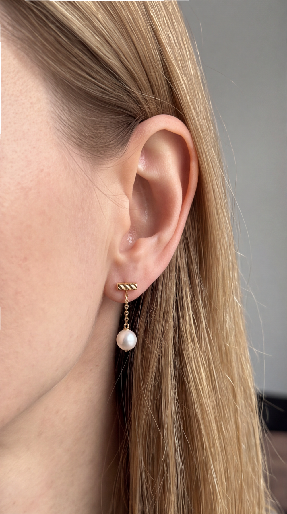Pearl Bar Drop Earrings customer photo