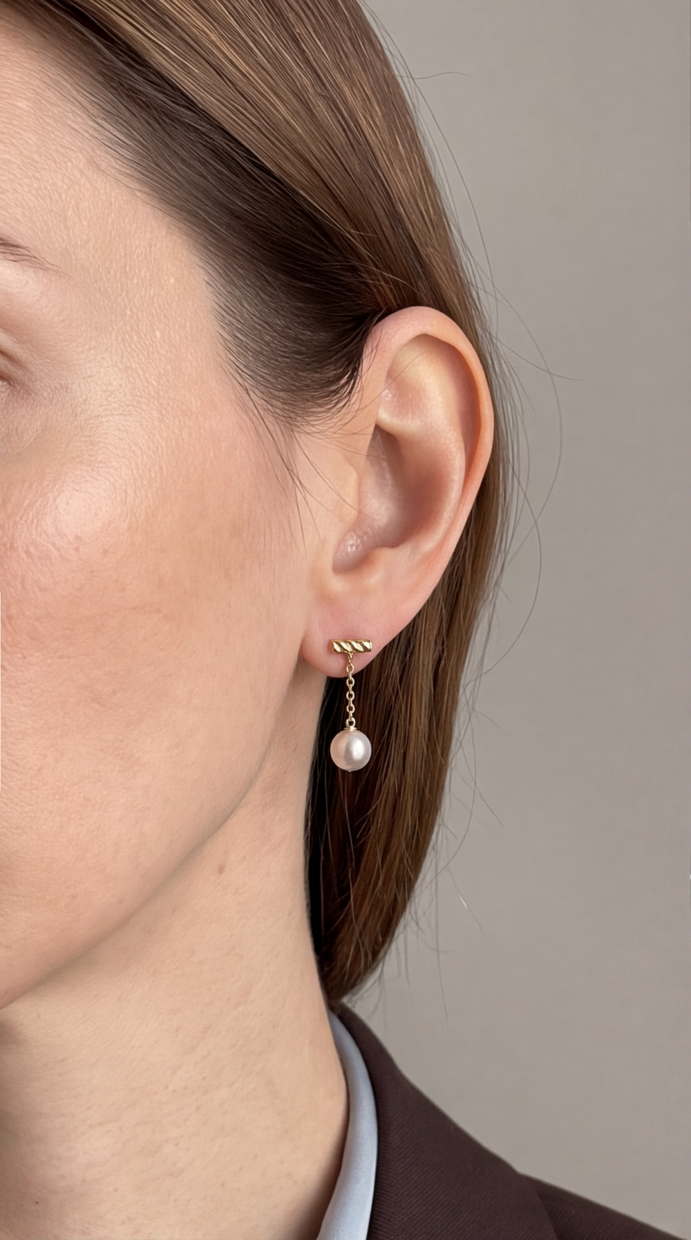 Pearl Bar Drop Earrings customer photo