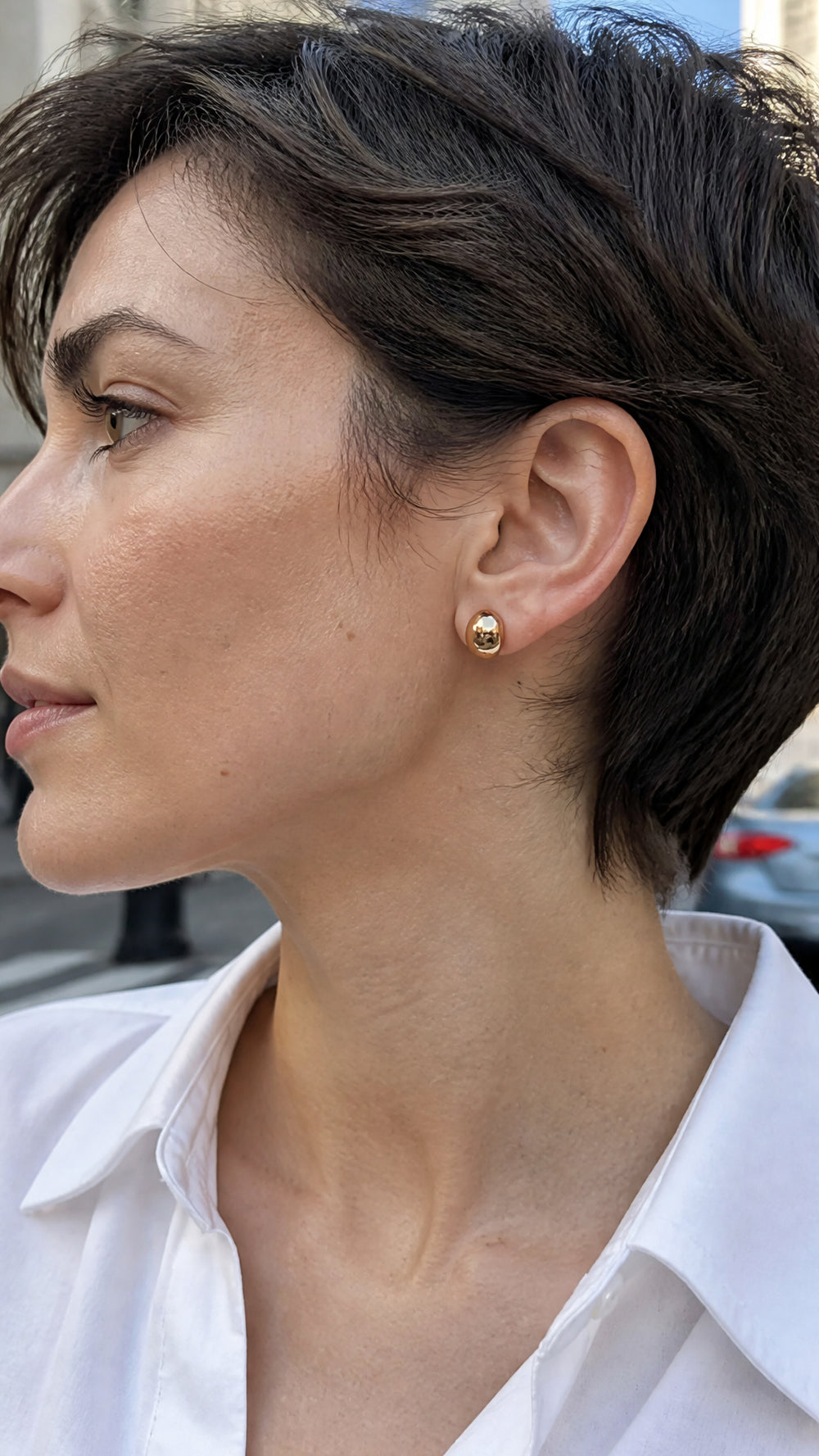 Bean-Shaped Stud Earrings customer photo