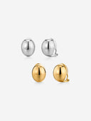 Silver Bean Ear Clips -