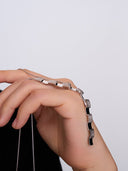 Silver Tile-Shaped Necklace -