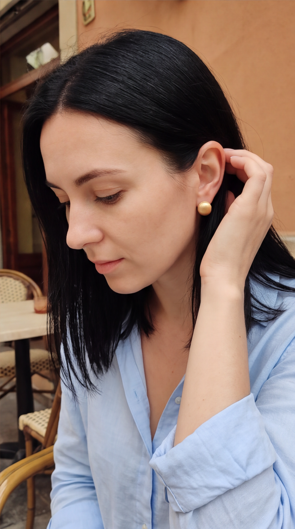 Wire-Brushed Ball Earrings customer photo