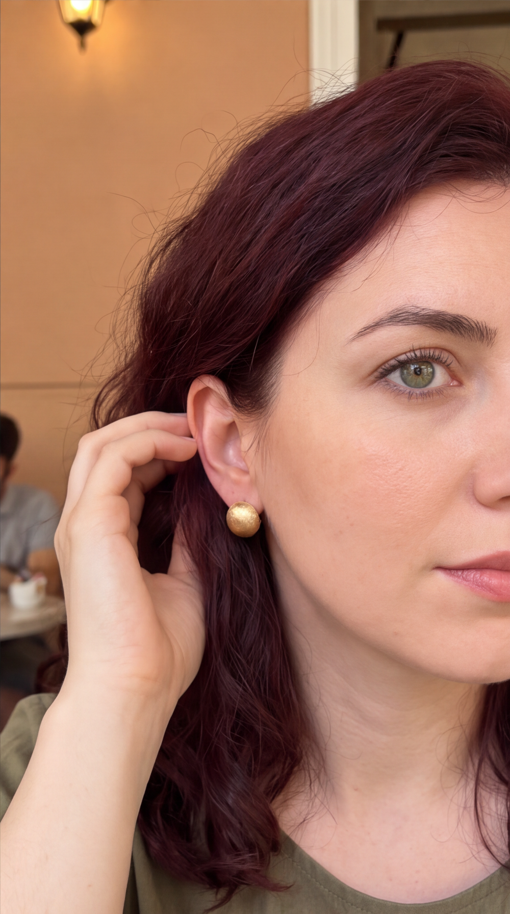 Wire-Brushed Ball Earrings customer photo