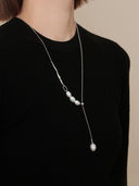 Triple-Baroque Pearl Sweater Necklace -